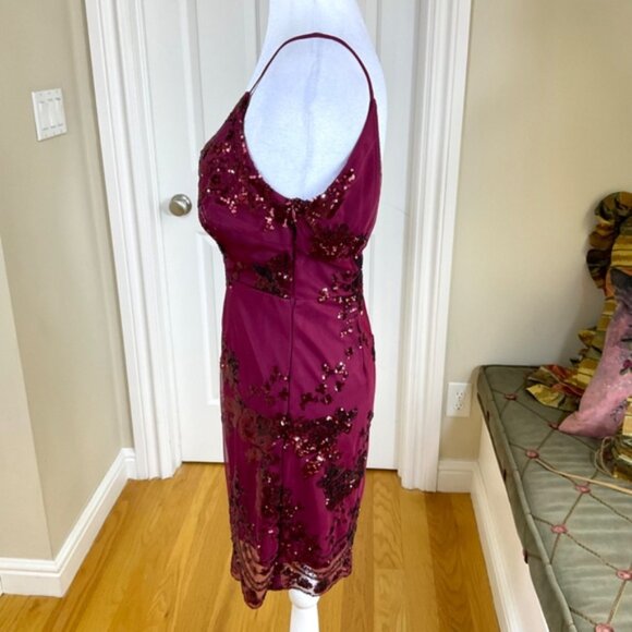 Superdown Dress Mini Sequined Party Cocktail Burgundy (S) - Picture 2 of 7